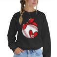 Custom Baseball Mom Number 12 Heart For Mom Mommy Women Crewneck Sweatshirt Custom Baseball Mom Number 12 Heart For Mom Mommy Women Crewneck Sweatshirt