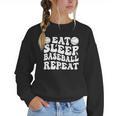 Eat Sleep Baseball Repeat Baseball Lover Baseball Mom Girls Women Crewneck Sweatshirt