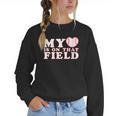 My Heart Is On That Court Baseball Mom Women Crewneck Sweatshirt