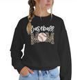 Leopard Baseball Mom Baseball Mama Retro Cute Mother's Day Women Crewneck Sweatshirt