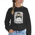 Leopard Messy Bun Mom Mother's Day Baseball Mommy Women Crewneck Sweatshirt Leopard Messy Bun Mom Mother's Day Baseball Mommy Women Crewneck Sweatshirt