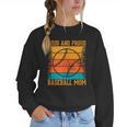 Loud And Proud Baseball Mom Vibrant Colorful Stripe Women Crewneck Sweatshirt