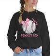 Mama Biggest Fan Coquette Bow Baseball Mom Fan Mother's Day Women Crewneck Sweatshirt Mama Biggest Fan Coquette Bow Baseball Mom Fan Mother's Day Women Crewneck Sweatshirt