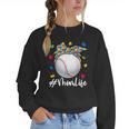 Messy Ball Puzzle Baseball Mom Life Autism Awareness Month Women Crewneck Sweatshirt