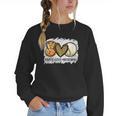 Peace Love Baseball Mom Leopard Print Mother's Day Women Crewneck Sweatshirt Peace Love Baseball Mom Leopard Print Mother's Day Women Crewneck Sweatshirt