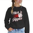 Pitch 'n Giggles Baseball Player Women Baseball Mom Women Crewneck Sweatshirt