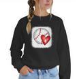 Womens Bleached Custom Baseball Mom Number 4 Heart For Mom Women Crewneck Sweatshirt Womens Bleached Custom Baseball Mom Number 4 Heart For Mom Women Crewneck Sweatshirt
