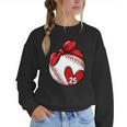 Womens Custom Baseball Mom Number 25 Heart For Mom Mommy Women Crewneck Sweatshirt Womens Custom Baseball Mom Number 25 Heart For Mom Mommy Women Crewneck Sweatshirt