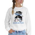 Argentina Baseball Mom Messy Bun Women Crewneck Sweatshirt