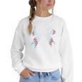 Baseball Bow Baseball Mom Women Baseball Mama Premium Women Crewneck Sweatshirt