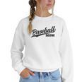 Baseball Mom 1970s Retro Cursive Font Women Crewneck Sweatshirt