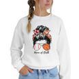 Baseball Mom Basketball Mom Of Both Messy Bun Mother's Day Women Crewneck Sweatshirt