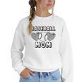 Baseball Mom Leopard Heart Game Day Women Crewneck Sweatshirt