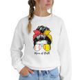 Baseball Mom Softball Mom Of Both Messy Bun Mother's Day Women Crewneck Sweatshirt