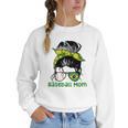 Brazil Baseball Mom Messy Bun Women Crewneck Sweatshirt