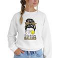 Busy Raising Ballers Tennis Baseball Mom Messy Bun Leopard Women Crewneck Sweatshirt Busy Raising Ballers Tennis Baseball Mom Messy Bun Leopard Women Crewneck Sweatshirt