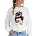 Football Mom Baseball Mom Of Both Messy Bun Mother's Day Premium Tri-Blend Women Crewneck Sweatshirt