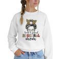 Loud And Proud Baseball Mom Messy Bun Leopard Baseball Mom Women Crewneck Sweatshirt