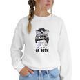 Mom Of Both Volleyball And Baseball Mom For Women Messy Bun Women Crewneck Sweatshirt Mom Of Both Volleyball And Baseball Mom For Women Messy Bun Women Crewneck Sweatshirt