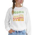 Moms Against Baseball Pants Retro Baseball Mom Raglan Baseball Tee Women Crewneck Sweatshirt