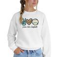 Peace Love Baseball Lover Motif For Women Pink Baseball Mom Women Crewneck Sweatshirt Peace Love Baseball Lover Motif For Women Pink Baseball Mom Women Crewneck Sweatshirt