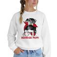 Peru Baseball Mom Messy Bun Women Crewneck Sweatshirt Peru Baseball Mom Messy Bun Women Crewneck Sweatshirt