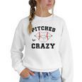 Pitches Be Crazy Baseball Moms Softball Players Hey Batter Women Crewneck Sweatshirt Pitches Be Crazy Baseball Moms Softball Players Hey Batter Women Crewneck Sweatshirt