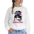 Puerto Rico Baseball Mom Messy Bun Boricua Women Crewneck Sweatshirt Puerto Rico Baseball Mom Messy Bun Boricua Women Crewneck Sweatshirt