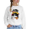 Spanish Baseball Mom Messy Bun Spain Baseball Girl Women Crewneck Sweatshirt Spanish Baseball Mom Messy Bun Spain Baseball Girl Women Crewneck Sweatshirt