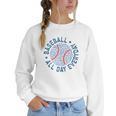 Spring 2024 Season Cute Baseball Mom All Day Everyday Women Crewneck Sweatshirt Spring 2024 Season Cute Baseball Mom All Day Everyday Women Crewneck Sweatshirt
