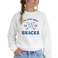 Spring 2024 Season Cute Baseball Mom Here For The Snacks Women Crewneck Sweatshirt Spring 2024 Season Cute Baseball Mom Here For The Snacks Women Crewneck Sweatshirt