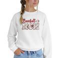 Vintage Baseball Mom Sports Fan Love Heart Women Crewneck Sweatshirt
