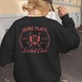 2024 Home Plate Social Club Softball Season Tee Baseball Mom Women's Sweatshirt Back Print 2024 Home Plate Social Club Softball Season Tee Baseball Mom Women's Sweatshirt Back Print