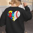 Autism Baseball Heart Autism Puzzle Baseball Mom Women's Sweatshirt Back Print