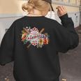 Baseball Mom With Garden Flowers Women's Sweatshirt Back Print Baseball Mom With Garden Flowers Women's Sweatshirt Back Print