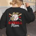 Baseball Mom Leopard Heart Mother's Day Girls Women's Sweatshirt Back Print