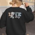 Baseball Mom Love My Boy Retro Casual Letter Print Women's Sweatshirt Back Print