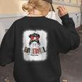 Baseball Mom Messy Bun Mommy Baseball Player Women's Sweatshirt Back Print