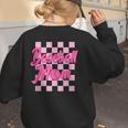 Baseball Mom And Pink Grid Sports Mother Mama Player Women's Sweatshirt Back Print Baseball Mom And Pink Grid Sports Mother Mama Player Women's Sweatshirt Back Print