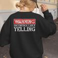 Baseball Mom Warning Uncontrollable Yelling Funny Sign Women's Sweatshirt Back Print Baseball Mom Warning Uncontrollable Yelling Funny Sign Women's Sweatshirt Back Print