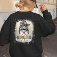 Bleached Messy Bun Game Day Vibes Baseball Mom Game Day Women's Sweatshirt Back Print