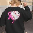Breast Cancer Awareness Baseball Mom Women's Sweatshirt Back Print Breast Cancer Awareness Baseball Mom Women's Sweatshirt Back Print