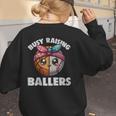 Busy Raising Ballers Basketball Baseball Mom For Women Women's Sweatshirt Back Print