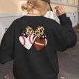 Football Baseball Heart Football Baseball Mom Women's Sweatshirt Back Print