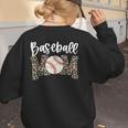 Leopard Baseball Mom Baseball Mama Retro Cute Mother's Day Women's Sweatshirt Back Print Leopard Baseball Mom Baseball Mama Retro Cute Mother's Day Women's Sweatshirt Back Print
