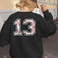 Lucky Number 13 Baseball Mom Baseball Number 13 Lucky 13 Women's Sweatshirt Back Print Lucky Number 13 Baseball Mom Baseball Number 13 Lucky 13 Women's Sweatshirt Back Print