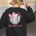 Mama Biggest Fan Coquette Bow Baseball Mom Fan Mother's Day Women's Sweatshirt Back Print Mama Biggest Fan Coquette Bow Baseball Mom Fan Mother's Day Women's Sweatshirt Back Print