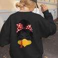 Messy Bun Baseball Mom Turkey Face Matching Thanksgiving Women's Sweatshirt Back Print Messy Bun Baseball Mom Turkey Face Matching Thanksgiving Women's Sweatshirt Back Print
