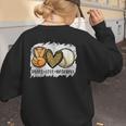 Peace Love Baseball Mom Leopard Print Mother's Day Women's Sweatshirt Back Print Peace Love Baseball Mom Leopard Print Mother's Day Women's Sweatshirt Back Print