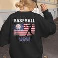 Proud Baseball MOM USA American Flag Family Game Day Women's Sweatshirt Back Print